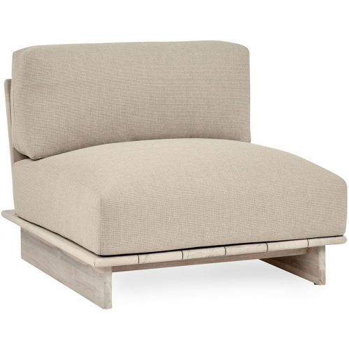 Livia Outdoor Armless Chair in Taupe Fabric & Teak