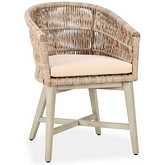 Collins Outdoor Dining Chair in Natural Color Rope, Wood & Sand Fabric