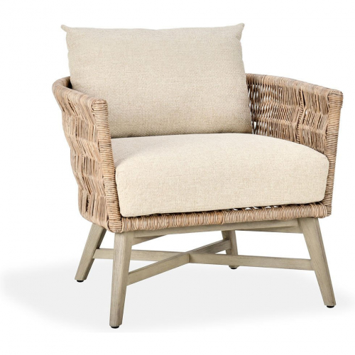 Collins Outdoor Accent Chair in Natural Color Rope, Wood & Sand Fabric