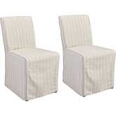 Amaya Dining Chair in Striped Neutral Fabric (Set of 2)