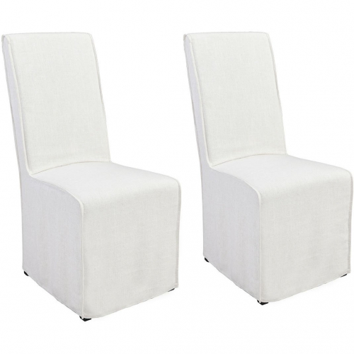 Jordan Dining Chair in White Fabric (Set of 2)