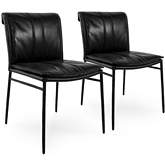 Mayer Dining Chair in Jet Black Top Grain Leather & Hammered Iron (Set of 2)