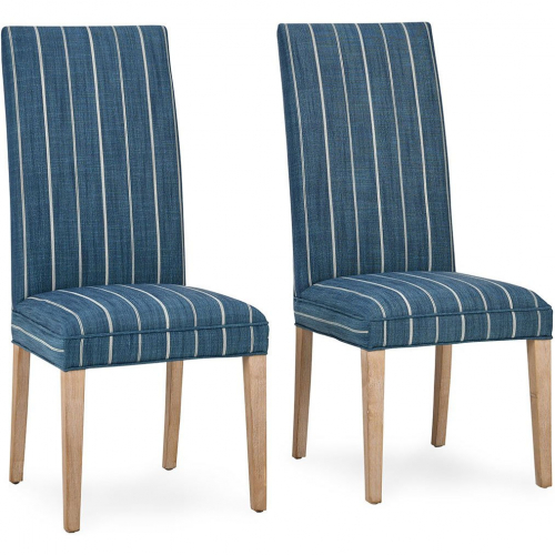 Muriel Dining Chair in Multicolor Striped Fabric & Wood (Set of 2)