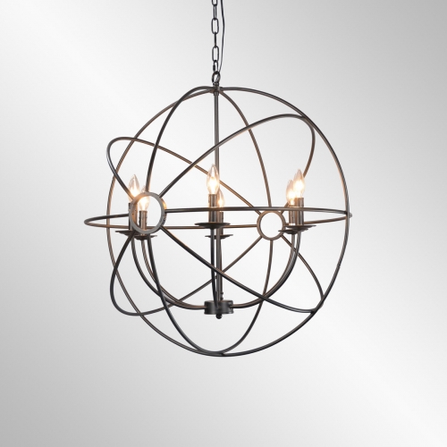 Derince Small Round Chandelier in Black Iron (Bulbs Not Included)