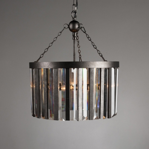 Olympia Chandelier in Iron & Glass Prisms