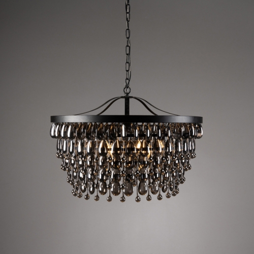 Renata Chandelier in Iron & Glass Droplets