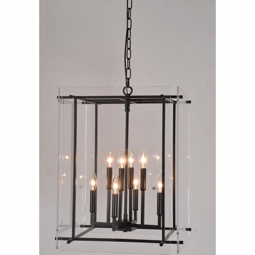 Kiran Chandelier in Black Iron & Acrylic