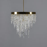 Juniper Chandelier in Cut Crystal & Gold Metal