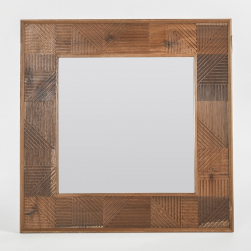 Santa Barbara Square Mirror in Geometric Pattern Oak Wood