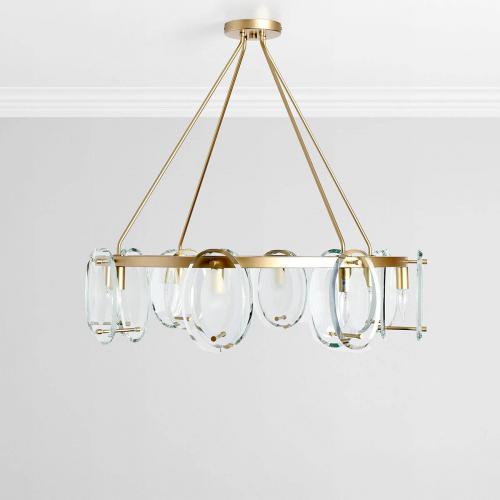 Gina Chandelier in Clear Glass & Gold Iron