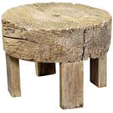 Alta Large Wheel End Table in Antique White Finish Rustic Wood