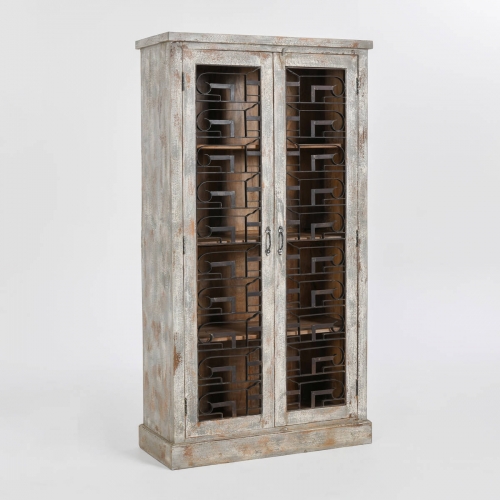 WD Iron Bar Almirah Cabinet in Mixed Reclaimed Wood & Metal