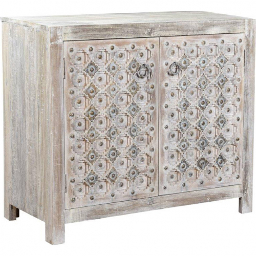 Alta 2 Door Diamond Carved Sideboard in Antique White Reclaimed Wood