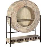 Alta Wheel Bar Cabinet in Antique White Reclaimed Wood & Metal