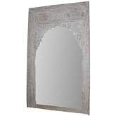 Alta Arch Mirror in Antique White Finish Rustic Wood