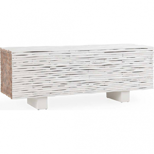 Callaway 47" Bench in White & Natural Wood