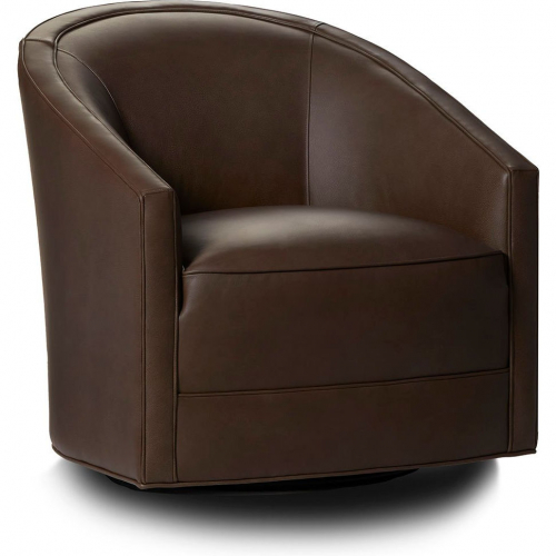 Samantha Swivel Accent Chair in Landscape Country Life Brown Leather