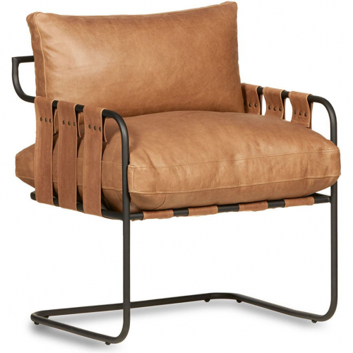 Toluca Accent Chair in Brown Top Grain Leather & Metal