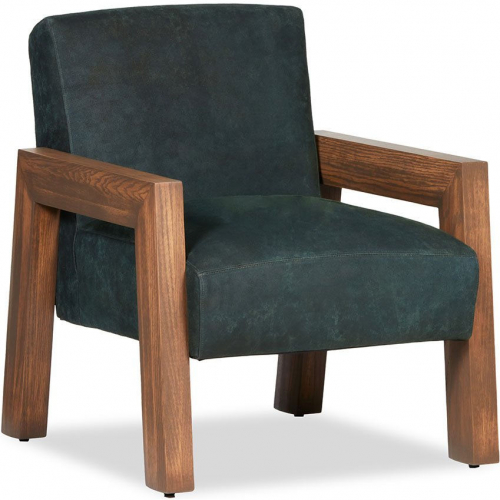 Waylon Arm Chair in Outpost Pinefield Green Top Grain Leather & Wood