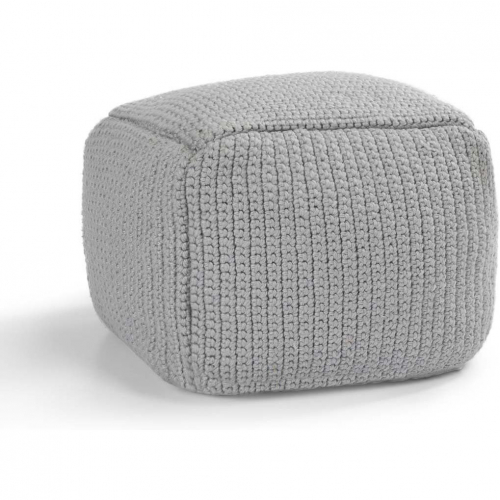 Performance Pouf Ottoman in Gray Prism Knit