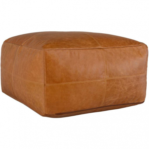 Villa Pouf Ottoman in Chestnut Brown Leather