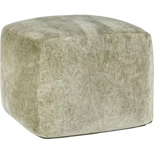 Heirloom Pouf Ottoman in Moss Green Velvet