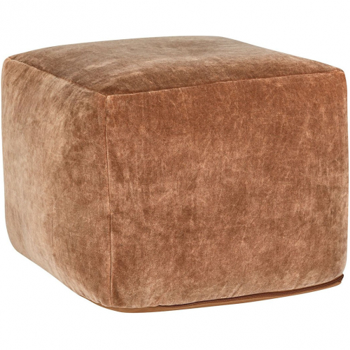 Heirloom Pouf Ottoman in Hazel Brown Velvet