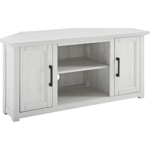 Camden 48" Corner TV Stand in Whitewash Finish