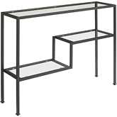 Sloane Console Table in Matte Black Steel & Tempered Glass