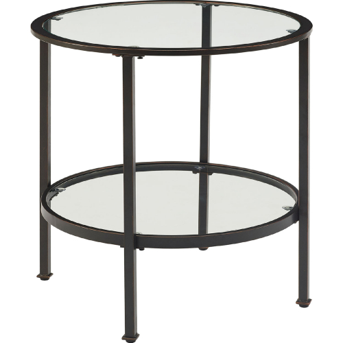 Aimee End Table in Oil Rubbed Bronze & Tempered Glass