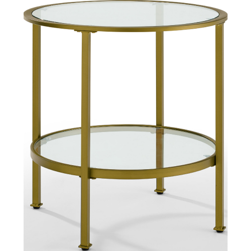 Aimee Side Table in Antique Gold & Tempered Glass