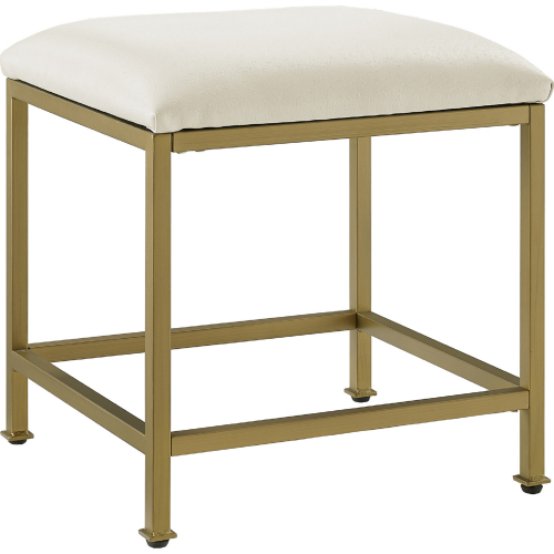 Aimee Vanity Stool in Gold Metal & Cream Leatherette