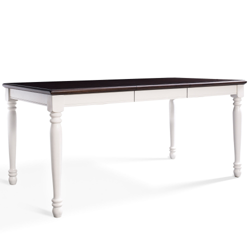 Shelby 47" Extension Dining Table in White Finish & Rubbed Antique