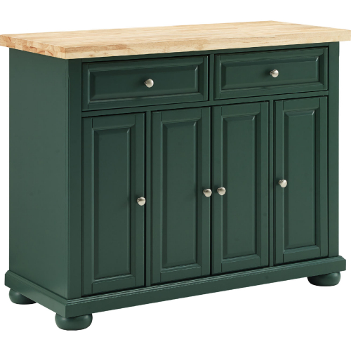 Madison Kitchen Island Cart in Emerald Finish & Wood