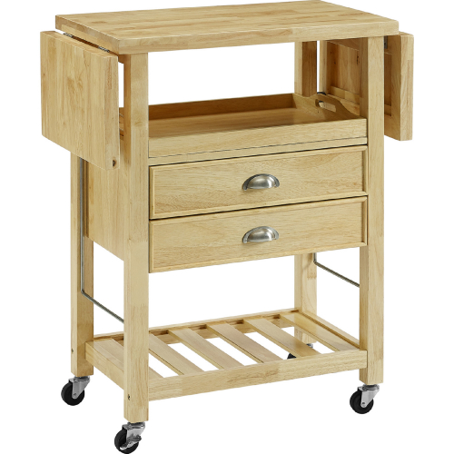 Bristol Double Drop Leaf Kitchen Cart in Natural Wood