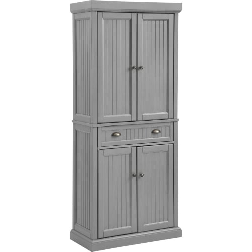 Seaside Kitchen Pantry Cabinet in Distressed Gray Finish