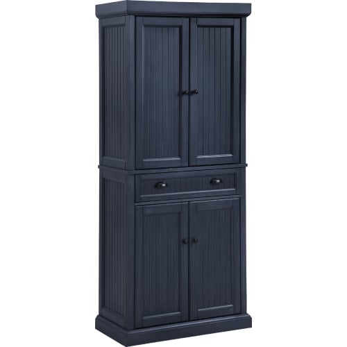 Seaside Kitchen Pantry Cabinet in Distressed Navy Finish