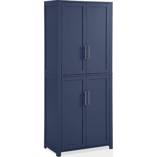 Savannah Tall Kitchen Storage Pantry Navy Blue Finish Wood