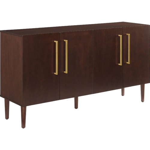 Everett Sideboard in Mahogany Finish & Brushed Gold