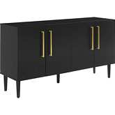 Everett Sideboard in Matte Black Finish & Brushed Gold