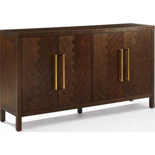 Darcy Sideboard in Herringbone Dark Brown Finish & Brushed Gold