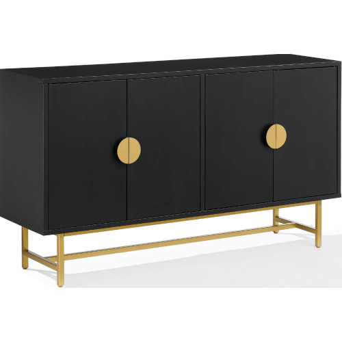 Blair Sideboard in Matte Black Wood & Gold Metal