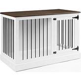 Winslow Small Credenza Dog Crate in White & Dark Brown