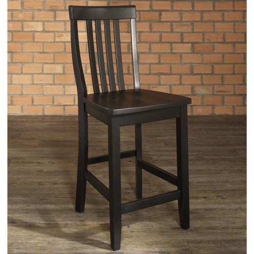 School House Counter Stool in Black Finish Wood (Set of 2)