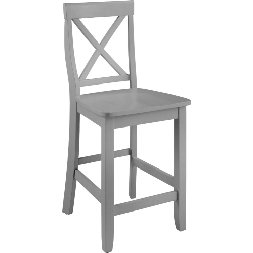 X-Back Counter Stool in Gray Finish Wood (Set of 2)