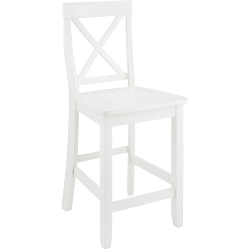 X-Back Counter Stool in White Finish Wood (Set of 2)