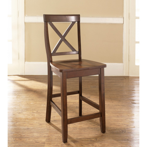 X-Back Counter Stool in Vintage Mahogany Finish Wood (Set of 2)