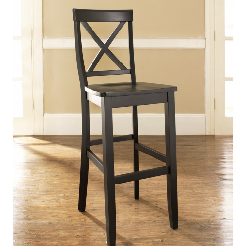 X-Back Bar Stool in Black Finish Wood (Set of 2)