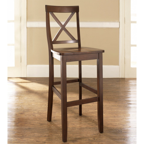 X-Back Bar Stool in Mahogany Finish Wood (Set of 2)