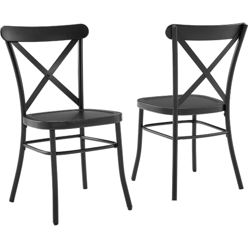 Camille Dining Chair in Matte Black Metal (Set of 2)